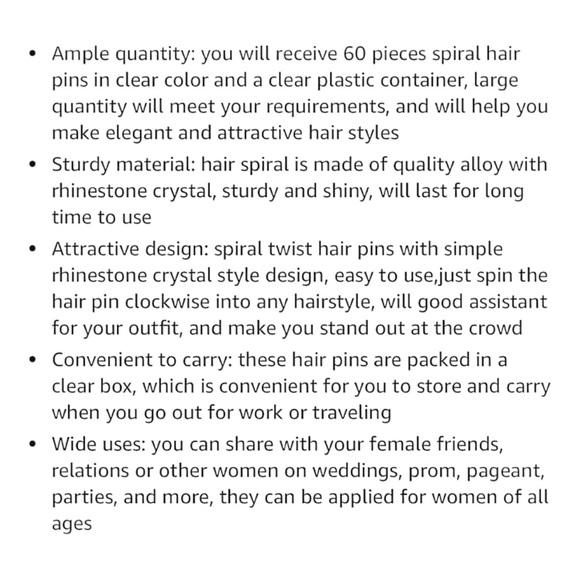 NIB-RHINESTONE CRYSTAL PIN HAIR TWISTERS! SPIRAL STONES FOR YOUR HAIR! - Picture 10 of 16